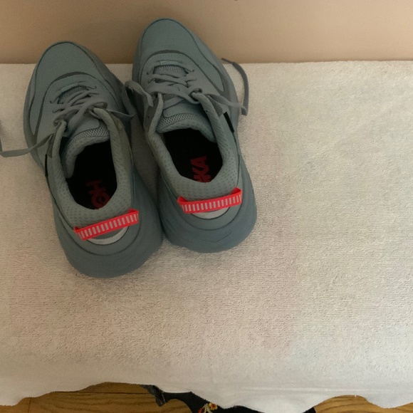 Hoka Shoes - Hoka Gray Athletic Shoes with Red Accents